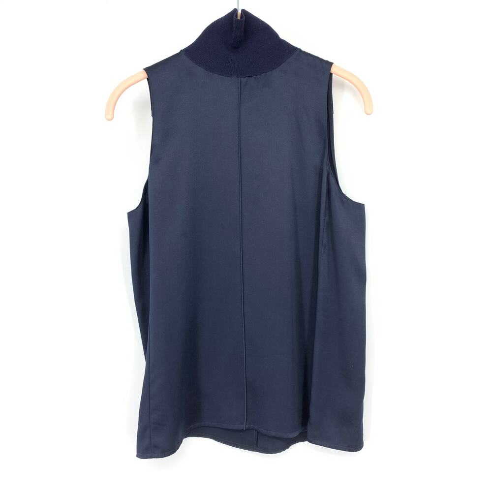 Rag & Bone Singer Silk Sleeveless Wool Turtleneck Top Womens Size XS Navy Blue